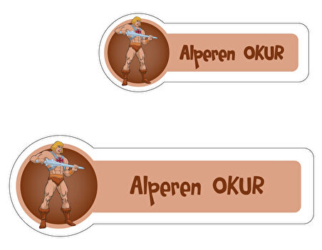 Okul Etiketi Kalem Defter Etiketi, He-Man Etiketi - 194 Adet Opak Sticker