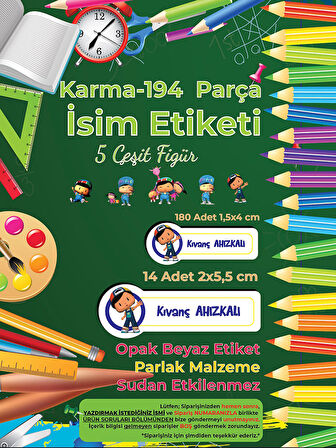Okul Etiketi Kalem Defter Etiketi, Pepee Etiketi - 194 Adet Opak Sticker