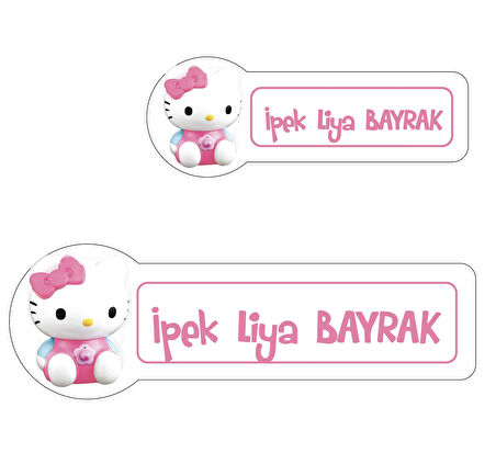 Okul Etiketi, Kalem Defter Etiketi - Hello Kitty Etiketi - 222 Adet Folyo Sticker