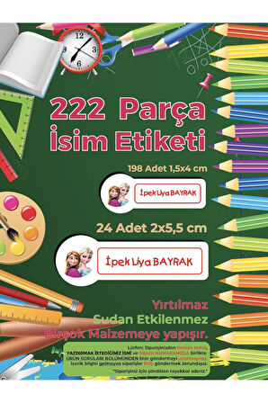 Okul Etiketi, Kalem Defter Etiketi, ELSA Etiketi - 222 Adet Folyo Sticker
