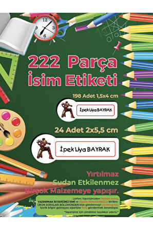 Okul Etiketi, Kalem Defter Etiketi, iron Man Etiketi - 222 Adet Folyo Sticker