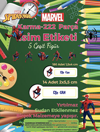 Okul Etiketi Kalem Defter Etiketi, Örümcek Adam, Spider Man Etiketi - 60 Adet 4cm Opak Sticker