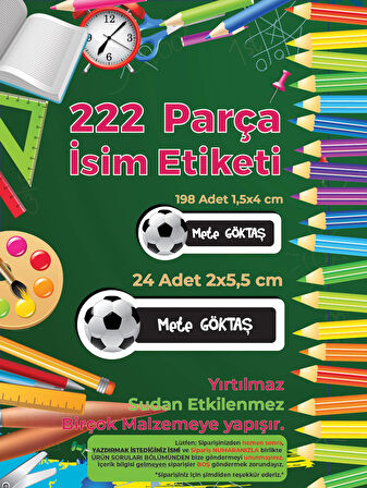 Okul Etiketi Kalem Defter Etiketi, BJK Etiketi - 222 Adet Folyo Sticker