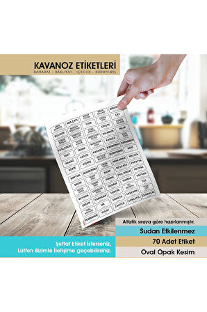 Beyaz Oval Kesim Baharat, Bakliyat Etiket Modeli 1,5x3cm-70 Adet Opak Sticker