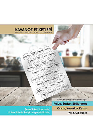 Beyaz Yuvarlak Kesim Baharat, Bakliyat Etiket Modeli 4cm - 70 Adet Folyo Sticker