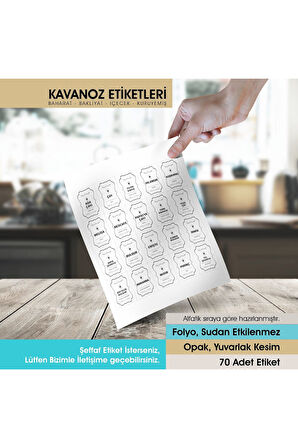 Beyaz Düz Kesim Baharat, Bakliyat Etiket Modeli 6x4cm - 80 Adet Folyo Sticker