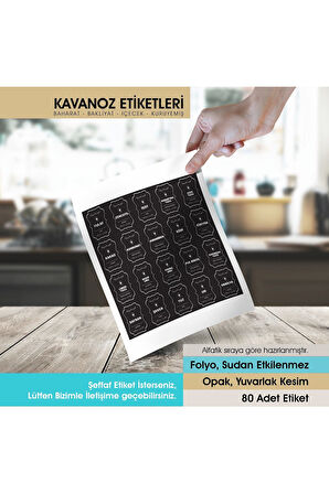 Siyah Düz Kesim Baharat, Bakliyat Etiket Modeli 6x4cm - 80 Adet Folyo Sticker