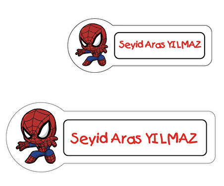 Okul Etiketi, Kalem Defter Etiketi, Baby Spider - Örümcek Adam Etiketi - 60 Adet 4cm Opak Sticker