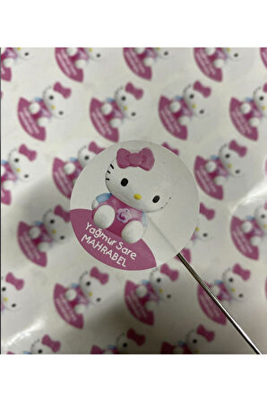 Okul Etiketi, Kalem Defter Etiketi - Hello Kitty Etiketi - 100 Adet 3cm Opak Sticker