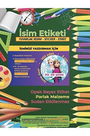 Okul Etiketi, Kalem Defter Etiketi, ELSA Etiketi - 100 Adet 3cm Opak Sticker