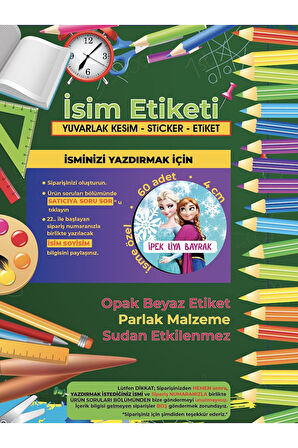 Okul Etiketi, Kalem Defter Etiketi, ELSA Etiketi - 60 Adet 4cm Opak Sticker