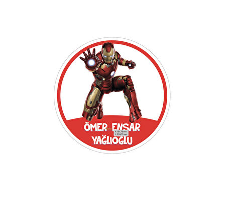 Okul Etiketi, Kalem Defter Etiketi, iron Man Etiketi - 40 Adet 5cm Opak Sticker