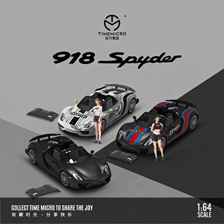 TimeMicro 1:64 Porsche 918 Martini - Mat Siyah Sürüm