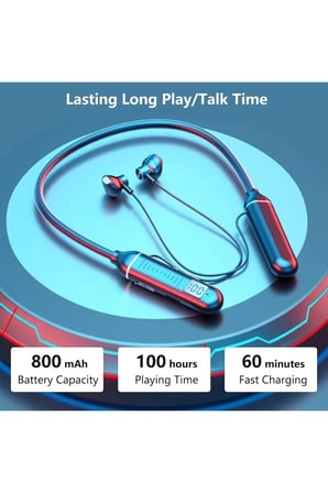 TB04 Boyun Askılı Dijital Göstergeli Bluetooth Kulaklık 100 Saat Müzik Dinleme Sport Headphone