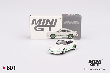 Mini GT 801 Porsche 911 Carrera RS 2.7 Grand Prix White with Green Livery