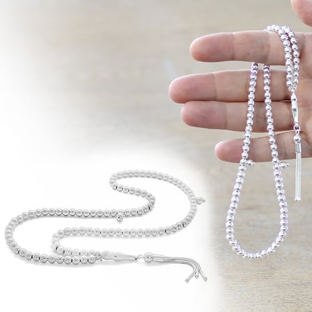 Küre Kesim 925 Ayar Gümüş 99 Taneli Namaz Tesbihi