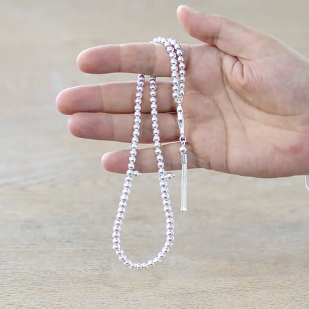 Küre Kesim 925 Ayar Gümüş 99 Taneli Namaz Tesbihi