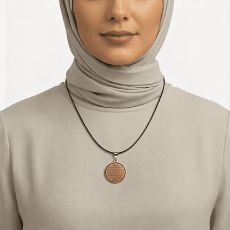 Kadın Bakır Cevşen Kolye - Ayetel Kürsi Yazılı - Kişiye Özel - Oval Tasarım