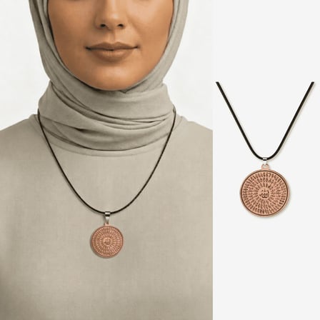 Kadın Bakır Cevşen Kolye - Esmaül Hüsna Yazılı - Kişiye Özel - Oval Tasarım