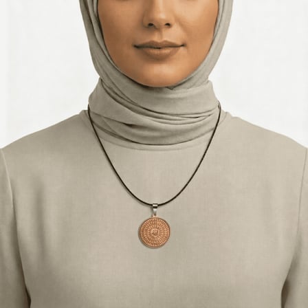 Kadın Bakır Cevşen Kolye - Esmaül Hüsna Yazılı - Kişiye Özel - Oval Tasarım
