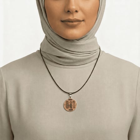 Kadın Bakır Cevşen Kolye - Vakıa Suresi Yazılı - Kişiye Özel - Oval Tasarım