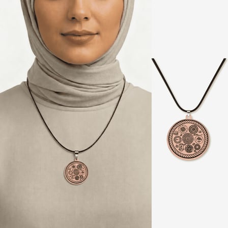 Kadın Bakır Cevşen Kolye - Zırh Koruma Tılsımı Yazılı - Kişiye Özel - Oval Tasarım