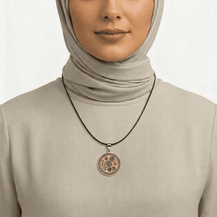 Kadın Bakır Cevşen Kolye - Zırh Koruma Tılsımı Yazılı - Kişiye Özel - Oval Tasarım