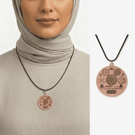 Kadın Bakır Cevşen Kolye - Şans ve Zenginlik Tılsımı Yazılı - Kişiye Özel - Oval Tasarım