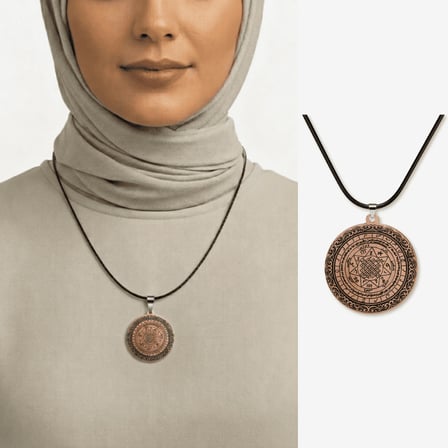 Kadın Bakır Cevşen Kolye - Cürmü Aşk Yazılı - Kişiye Özel - Oval Tasarım