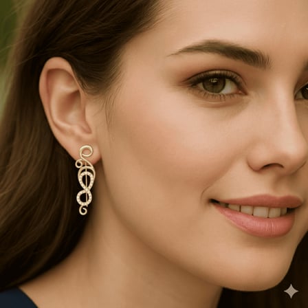 Kadın Xuping Çelik Küpe - Sonsuzluk Detaylı - Beyaz Zirkon Taşlı - Altın Renk