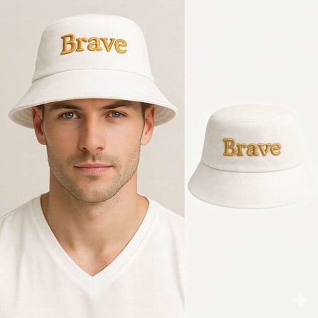 İsme Özel Nakışlı Unisex Beyaz Bucket Şapka