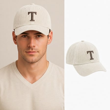 Unisex Beyzbol Şapkası - İsme Özel Harf Nakışlı - Premium Kadife Kumaş - Metal Tokalı