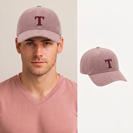 Unisex Beyzbol Şapkası - İsme Özel Harf Nakışlı - Premium Kadife Kumaş - Metal Tokalı
