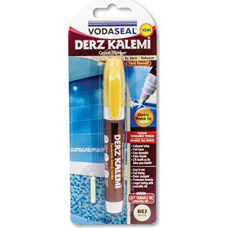 Vodaseal Çift Uçlu Su Bazlı Kokusuz Kalıcı Derz Kalemi Bej