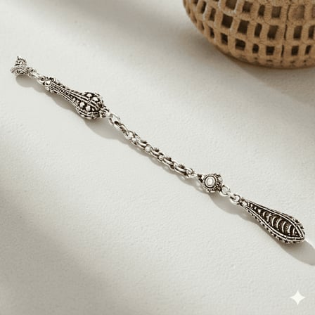 Arnavut Zincirli Gümüş Renk Tek Kamçılı Kararmaz Metal Püskül