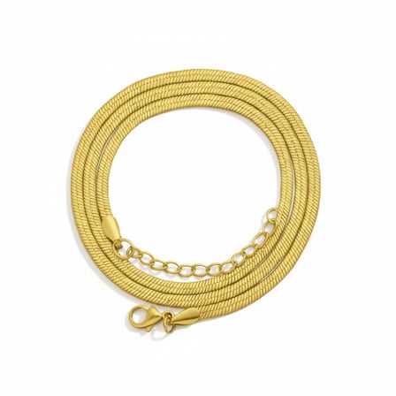 Kadın Çelik Zincir - Snake Model - Altın Renk - 40 cm Uzunluk - 3,3 mm Genişlik