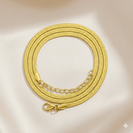 Kadın Çelik Zincir - Snake Model - Altın Renk - 40 cm Uzunluk - 3,3 mm Genişlik