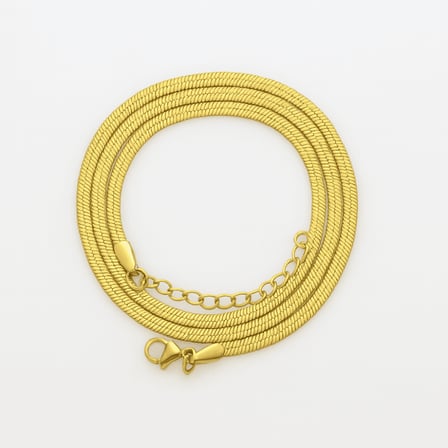 Kadın Çelik Zincir - Snake Model - Altın Renk - 40 cm Uzunluk - 3,3 mm Genişlik
