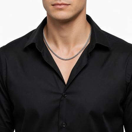 Erkek Çelik Zincir - Gümüş Renk - Spiga Model - 60 cm Uzunuk