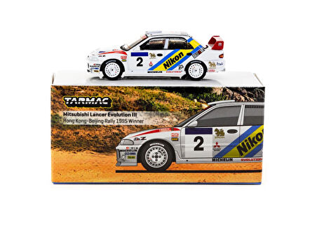 Tarmac Works 1/64 Mitsubish Lancer Evolution III Hong Kong-Beijing Rally 1995 #2 Winner - GLOBAL64