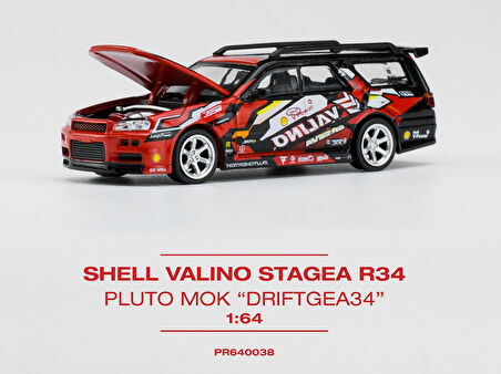 Pop Race 1/64 Nissan Shell Valino Stagea R34 Pluto Mok Driftagea - PR64-38
