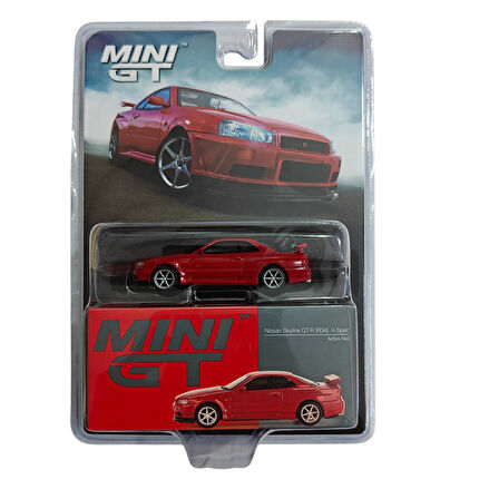 Mini GT 796 Nissan Skyline GT-R (R34) V-Spec Active Red - Blister Paket