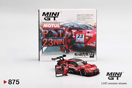 Mini GT 1/64 875 Nissan GT-R NISMO #23 "MOTUL AUTECH GT-R 2021" SUPER GT SERIES Suzuka winner W/ Matsuda Figure Tsugio Matsuda Collection No.2