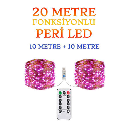 Kumandalı Animasyonlu 20 Metre Usb Peri Led Parti Kutlama Tel Led