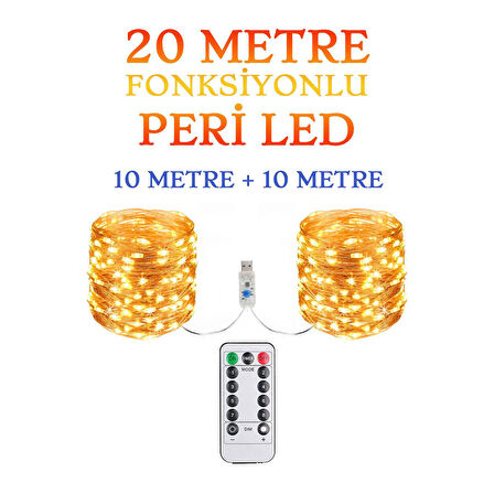 Kumandalı Animasyonlu 20 Metre Usb Peri Led Parti Kutlama Tel Led