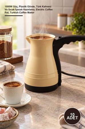 10 Adet Elektrikli Cezve Kahve Makinesi – 1000W Güç, Plastik Gövde, Türk Kahvesi Ve Sıcak İçecek Hazırlama, Electric Coffee Pot, Turkish Coffee Maker