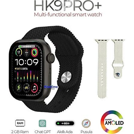 HK9 PRO PLUS + 45MM (YENİ SÜRÜM!) Gerçek Süper AMOLED! Antistatik Cam Yüzeyli