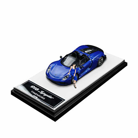 TimeMicro 1:64 Porsche 918 Koyu Mavi Figürlü Sürüm