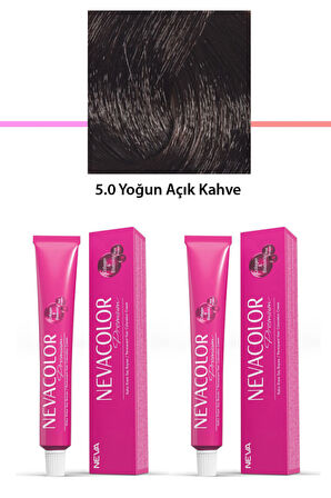 2 li Set Premium 5.0 Yoğun Açık Kahve - Kalıcı Krem Saç Boyası 2 X 50 g Tüp