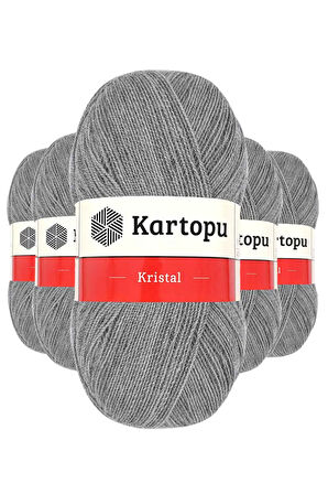 5 Adet Kristal Çift Katlı El Örgü Lif İpi Açık Gri K1001